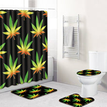 將圖片載入圖庫檢視器 Printing Maple Leaf Bathroom Mats Shower Curtain 4pcs Bath Mat Sets

