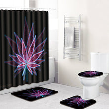 將圖片載入圖庫檢視器 Printing Maple Leaf Bathroom Mats Shower Curtain 4pcs Bath Mat Sets
