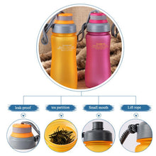 將圖片載入圖庫檢視器 600ml Leak Proof Sports Plastic Water Bottle Portable Rope With Tea Insuser
