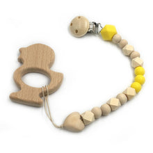 將圖片載入圖庫檢視器 Organic Wooden Animal Teether Natural Teething Grasping Toy Silicone Bead
