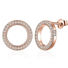 將圖片載入圖庫檢視器 Jewelry Silver Lucky Forever Circular Stud Earrings For Women Authentic Original
