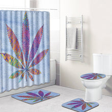 將圖片載入圖庫檢視器 Printing Maple Leaf Bathroom Mats Shower Curtain 4pcs Bath Mat Sets
