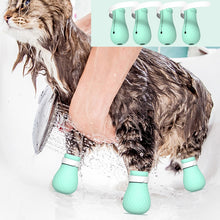 將圖片載入圖庫檢視器 Cat Paw Protector Boots For Bath Washing Soft Silicone Anti-Scratch Cat Shoes
