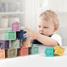 將圖片載入圖庫檢視器 Baby Grasp Toy Soft Rubber Vinyl Embossed Building Blocks

