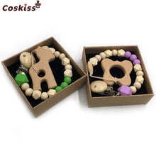 將圖片載入圖庫檢視器 Organic Wooden Animal Teether Natural Teething Grasping Toy Silicone Bead
