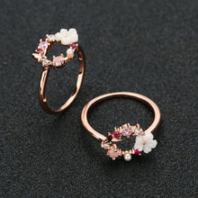 將圖片載入圖庫檢視器 Butterfly Flowers Crystal Finger Wedding Rings for Women Rose Gold Zircon Glamour Ring Jewelry
