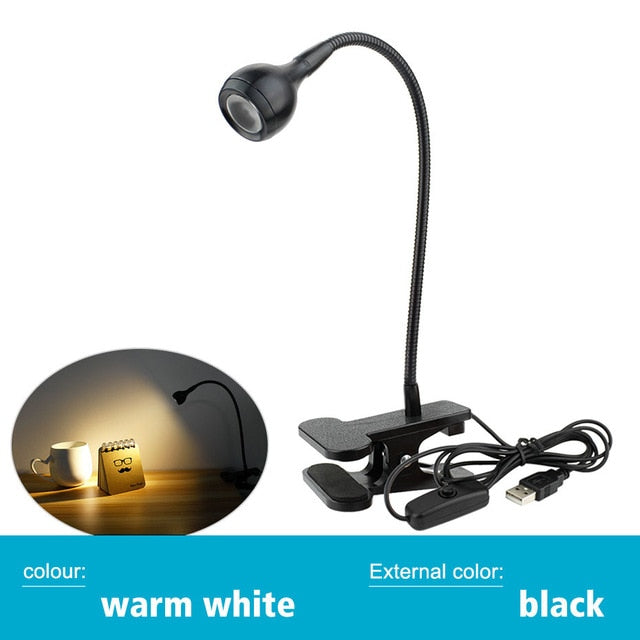 LED Book Reading Desk Lamp USB Clip On Desk Light Bedroom Night Lighting