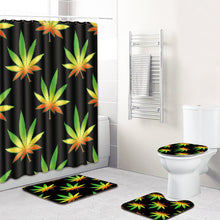 將圖片載入圖庫檢視器 Printing Maple Leaf Bathroom Mats Shower Curtain 4pcs Bath Mat Sets
