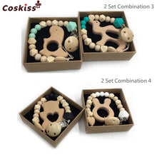 將圖片載入圖庫檢視器 Organic Wooden Animal Teether Natural Teething Grasping Toy Silicone Bead
