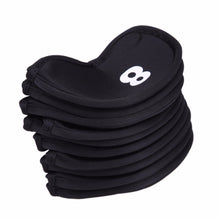 將圖片載入圖庫檢視器 Golf Club Head Covers Iron Putter Protective Case HeadCovers Set Neoprene Black Gold Head
