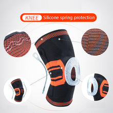 將圖片載入圖庫檢視器 Patella Knee Protector Brace Elastic Silicone Spring Knee Pad Training Knitted Compression
